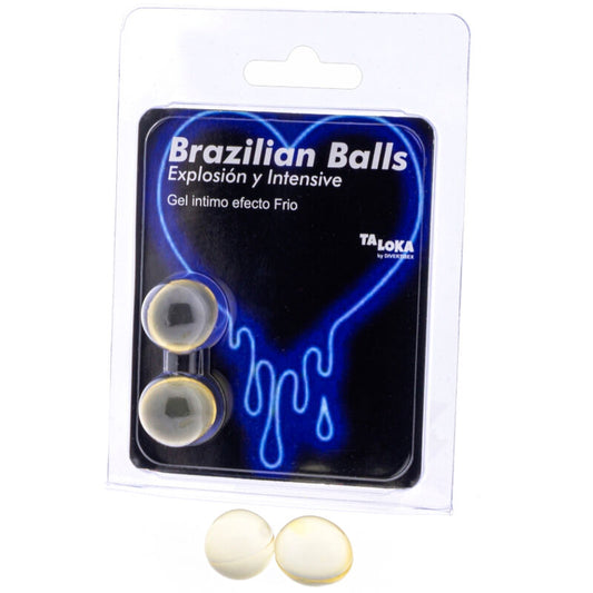 Diablo Picante 2 Bolas Brasileiras Gel Emocionante Efeito Frio e Vibração, embalagem e detalhes do produto