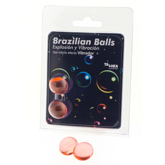 TALOKA 2 Bolas Brasileiras com Efeito Vibratório e Gel Emocionante, apresentadas em embalagem.
