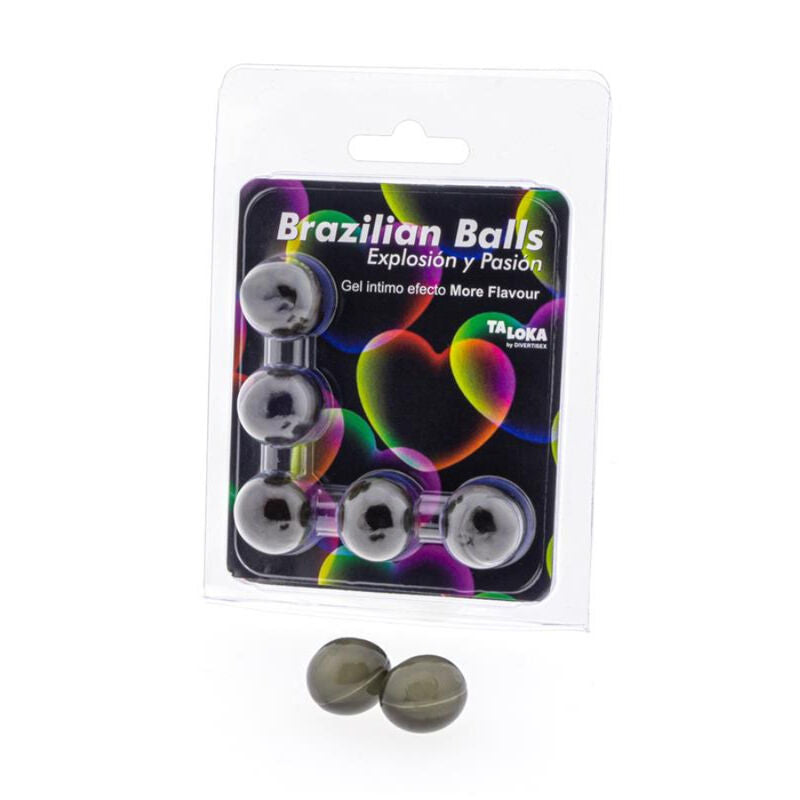 TALOKA Bolas Brasileiras com Gel Efeito Emocionante e Sabor, ideal para massagem íntima.