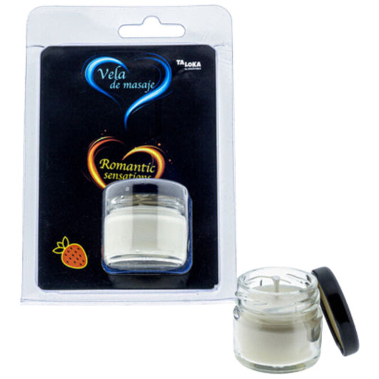 Vela de Massagem TALOKA Morango 30ml com óleo quente para massagem sensual.