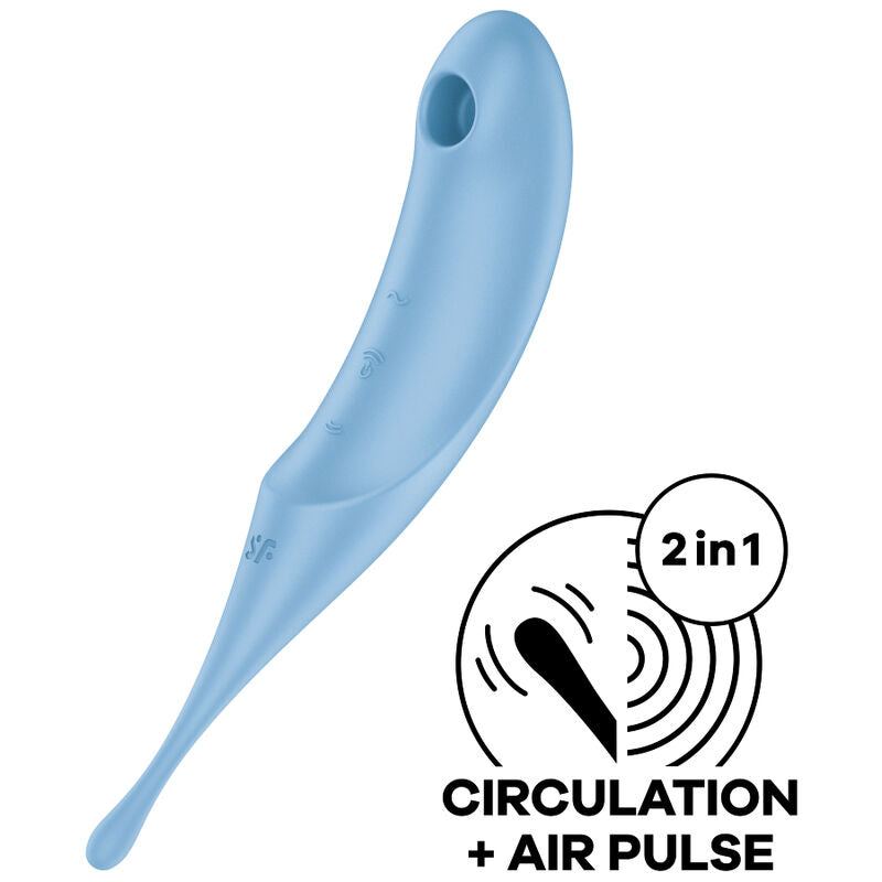 Close-up do Satisfyer Twirling Pro Air-Pulse Vermelho, mostrando seu design ergonómico e ponta estimulante.