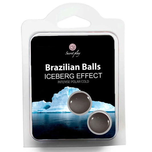 Close-up of the Jogo Secreto Conjunto 2 Bolas Brasileiras Efeito Iceberg, showing its unique texture and packaging.