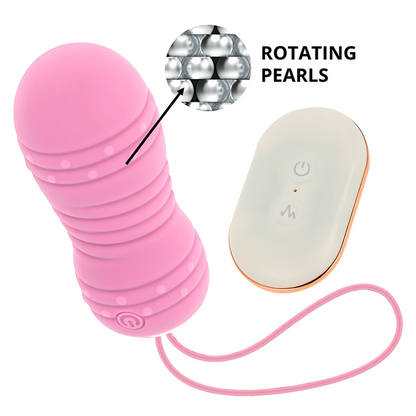 Close-up of the OHMAMA Ovo Vibratório com Controle Remoto Rosa, showing its smooth silicone texture and compact design.