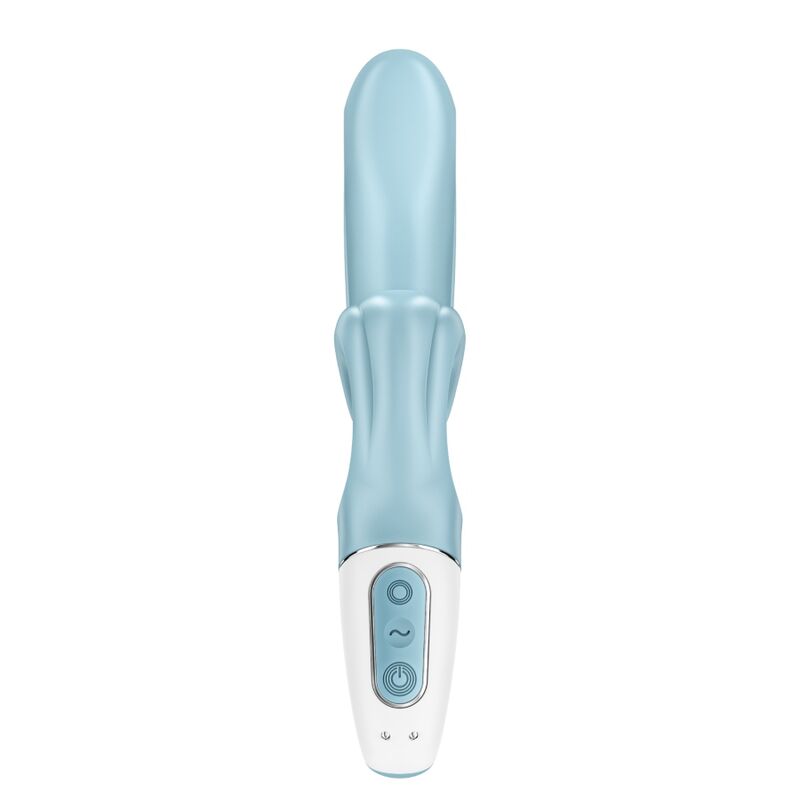 Vibrador Coelho Satisfyer Love Me Azul com design ergonómico para dupla estimulação do ponto G e clítoris.