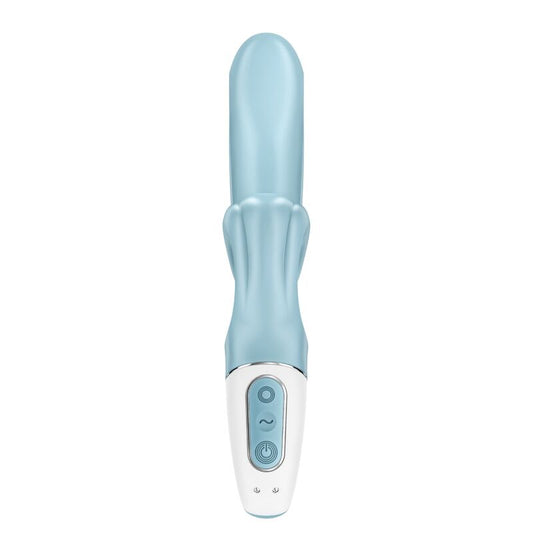 Vibrador Coelho Satisfyer Love Me Azul com design ergonómico para dupla estimulação do ponto G e clítoris.