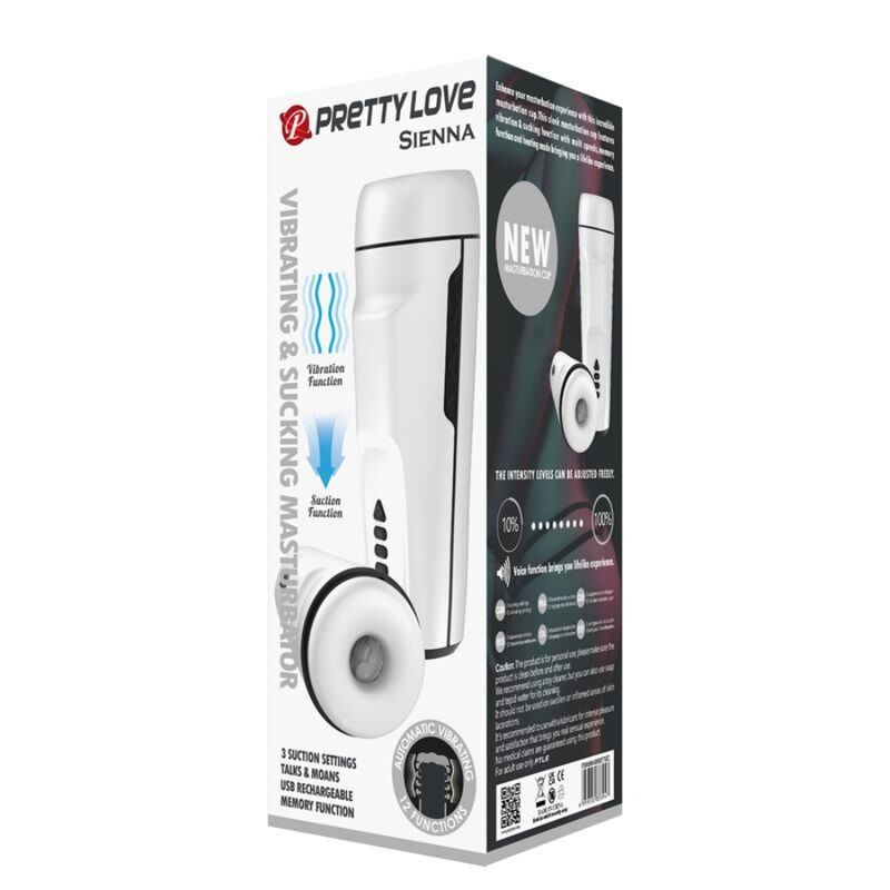 Masturbador masculino vibrante PRETTY LOVE Sienna com funções de voz e sucção.