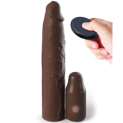FANTASY X- TENSIONS - FUNDA PIPEDREAMS 22,86 CM + ENCHUFE REMOTO 7,62 CM MARRÓN