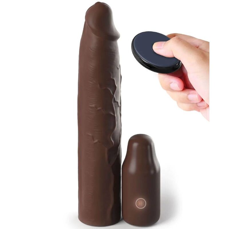 FANTASY X- TENSIONS - FUNDA PIPEDREAMS 22,86 CM + ENCHUFE REMOTO 7,62 CM MARRÓN