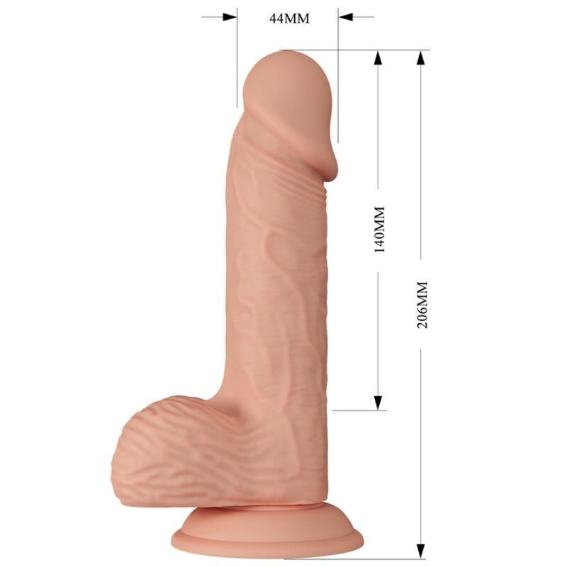 BAILE Dildo Realista Catoblepas Flexível 20.6cm, cor natural, com ventosa para fixação