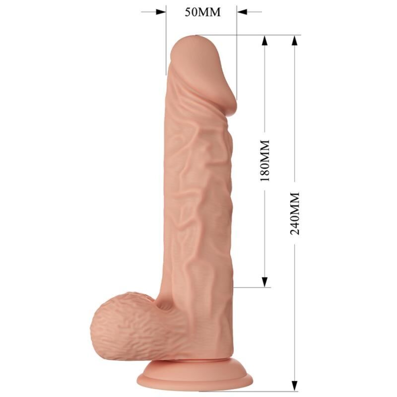 Dildo realístico flexível BAILE Buraq 24cm, cor natural com ventosa