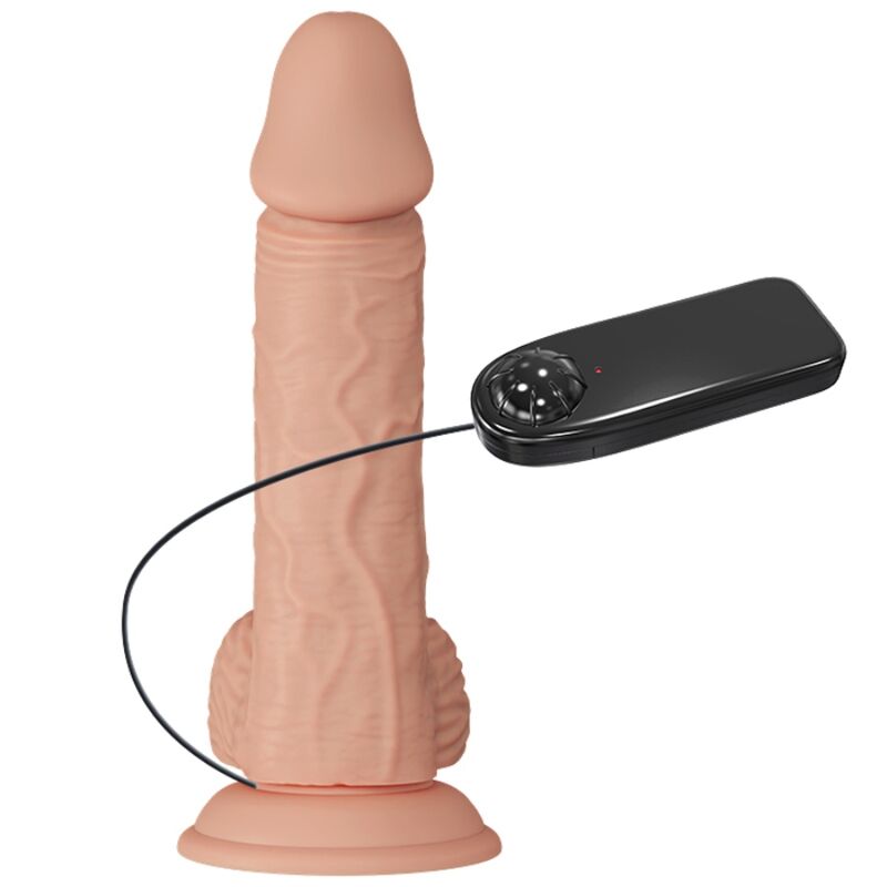 Close-up do Vibrador Realista BAILE LINDO ENCONTRO CATOBLEPAS 20.6 CM com Vibração, mostrando sua textura e detalhes.