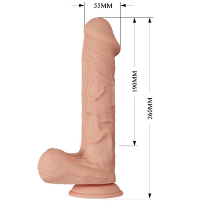 Vibrador realista BAILE Belo Encontro 26cm com vibração e base de sucção para prazer íntimo.