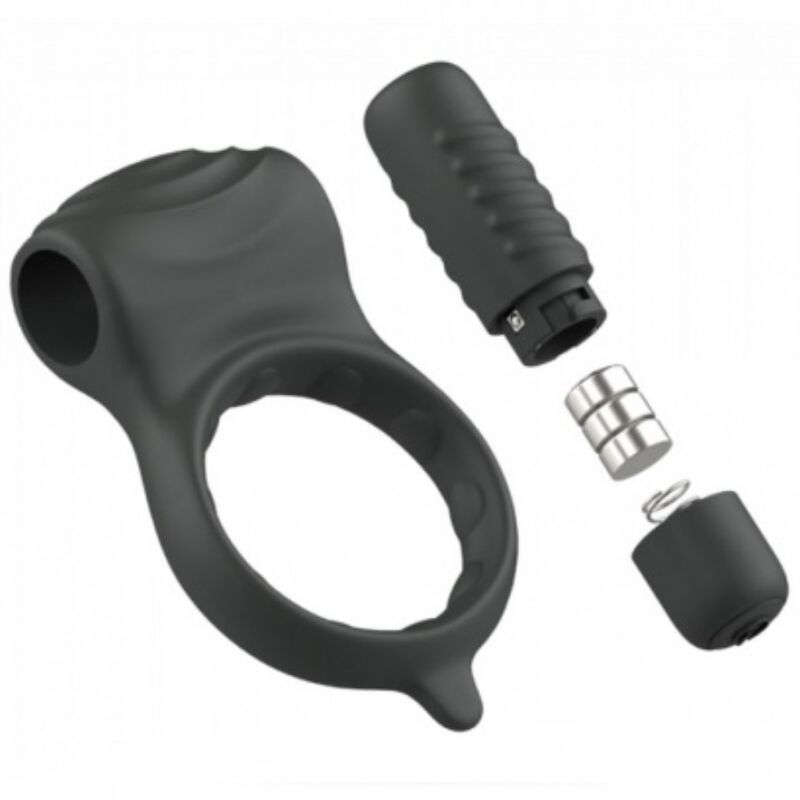 Anel peniano B SWISH Bcharmed Basic Wave vibratório preto em silicone seguro para o corpo.