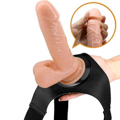 Close-up do PRETTY LOVE Arnês Universal com Dildo Realista 20cm, mostrando o dildo e o arnês.