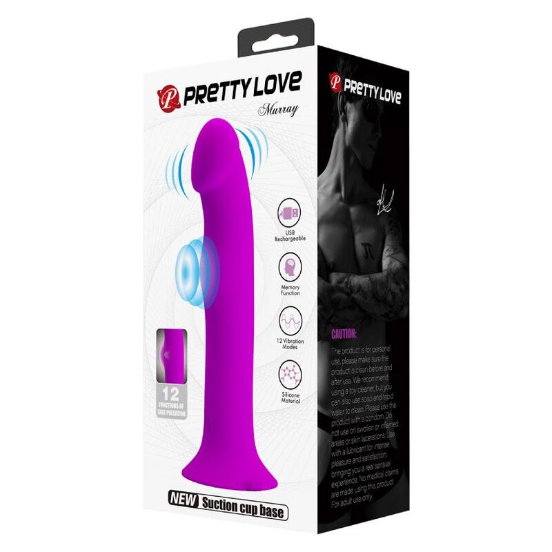 PRETTY LOVE Vibrador Estimulador G-Spot Murray Roxo com 12 funções e base de ventosa