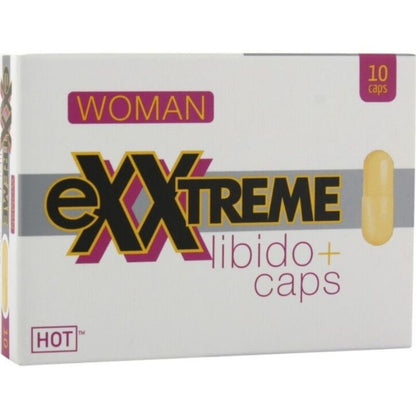 Embalagem de HOT Cápsulas para Libido Extreme Feminino, suplemento para aumento do desejo sexual.