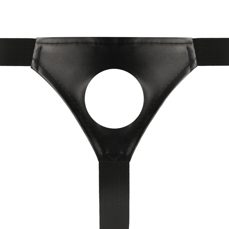 Close-up do Arnês Oco Intense com Dildo Flexível Integrado 18cm, destacando o design e material TPR.