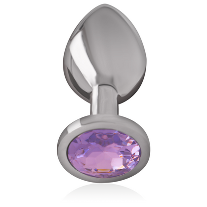 Intense Plug Anal de Metal com Cristal Violeta Tamanho S, mostrando seu design luxuoso e o detalhe do cristal.