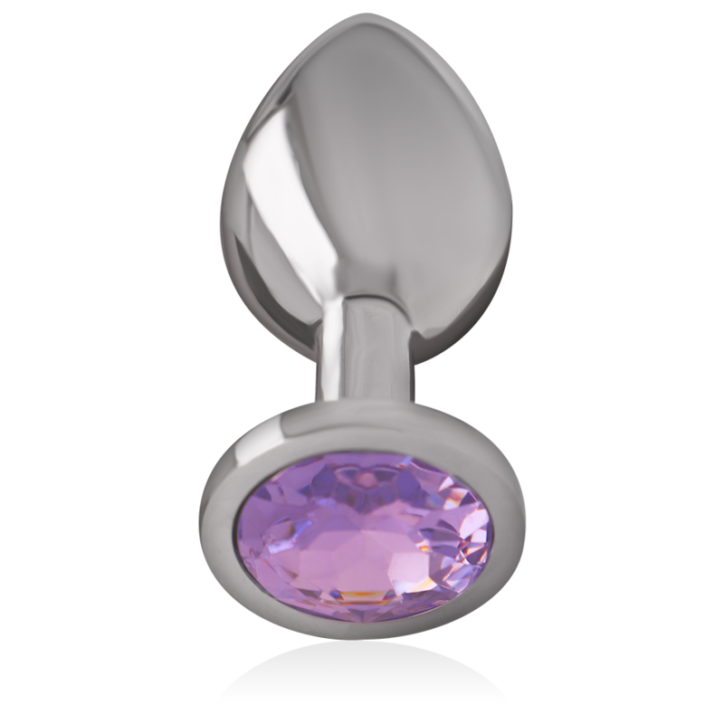 Close-up do Plug Anal Intense de Metal com Cristal Violeta, exibindo seu design elegante e a pedra brilhante.