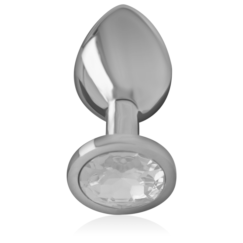 Plug anal Intense de metal com cristal prata, design elegante e superfície lisa para estimulação anal.