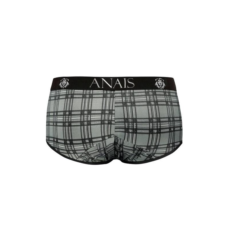 Close-up do Brief ANAIS MEN Balance com estampa xadrez, mostrando a textura e o corte esportivo.