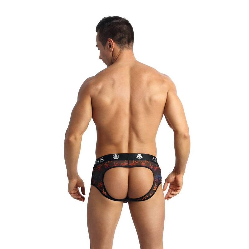 ANAIS Men Chill Jock Bikini com Tule e Estampa de Palmeiras, exibindo o design ousado e detalhes do tecido.