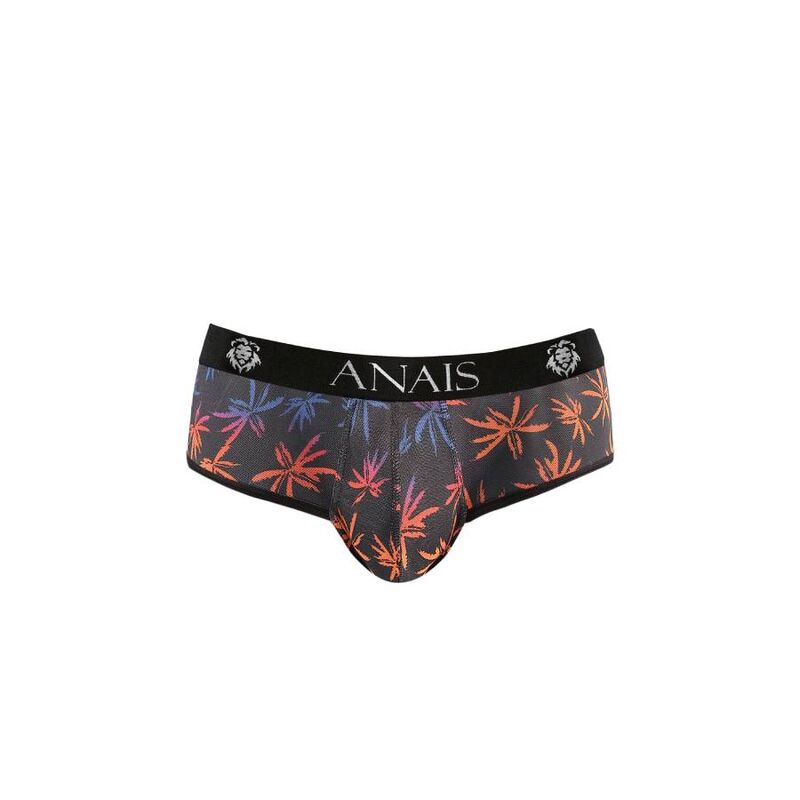 ANAIS Men Chill Jock Bikini com Tule e Estampa de Palmeiras, exibindo o design ousado e detalhes do tecido.