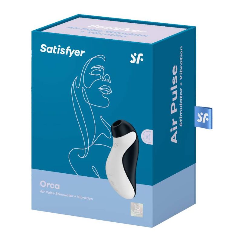Satisfyer Orca - Estimulador Clitoriano com Pulso de Ar e Vibração em silicone preto e branco.