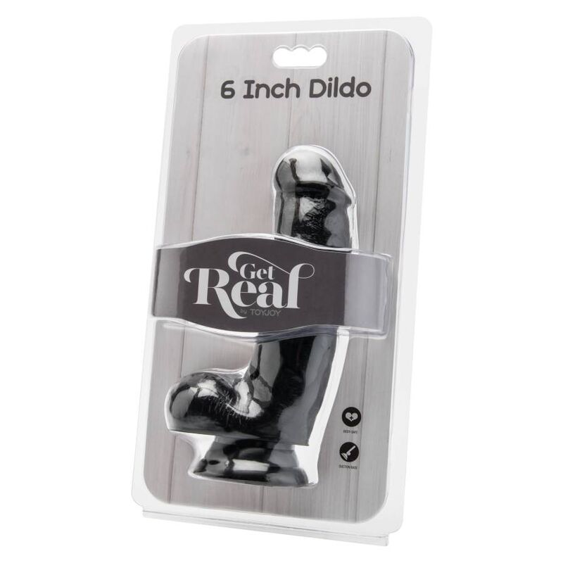 GET REAL - DILDO DE 12 CM CON BOLAS NEGRO