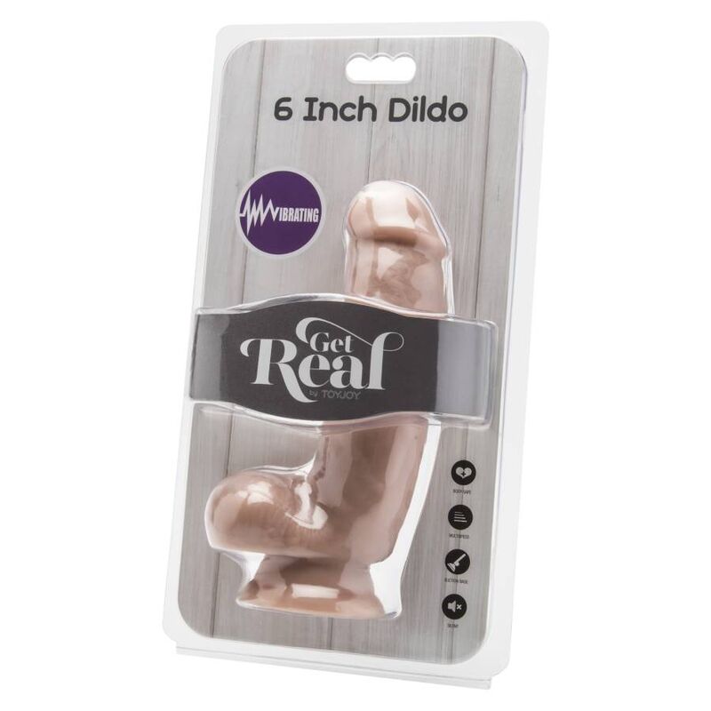 GET REAL - DILDO DE 12 CM CON BOLAS Y VIBRADOR DE PIEL