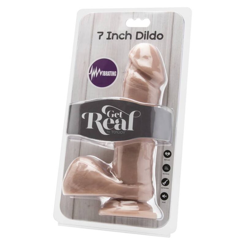 GET REAL - DILDO DE 18 CM CON BOLAS Y VIBRADOR DE PIEL