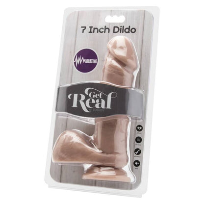 GET REAL - DILDO DE 18 CM CON BOLAS Y VIBRADOR DE PIEL