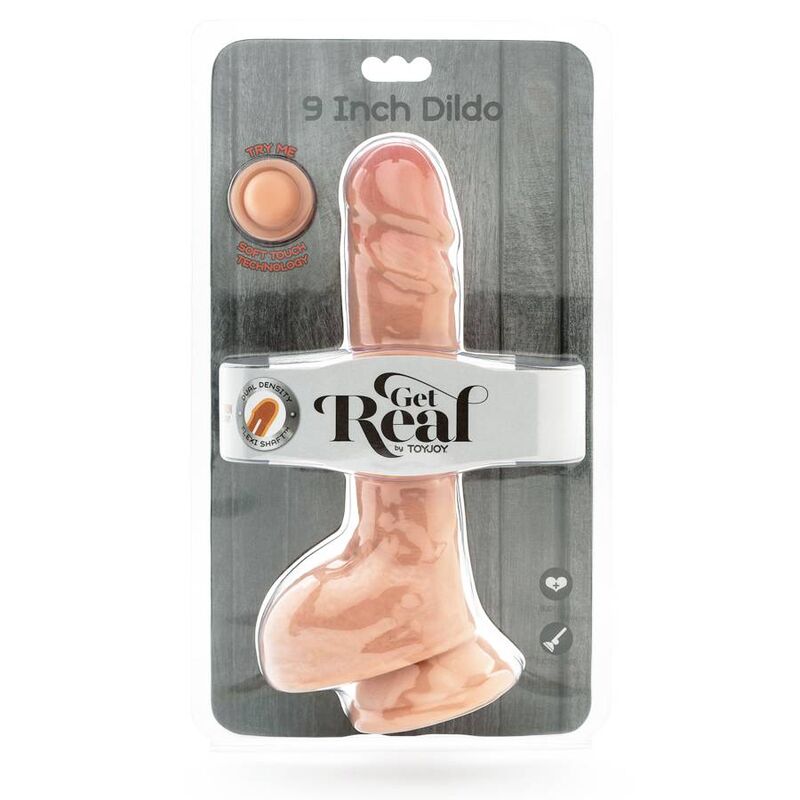 GET REAL - DILDO DOBLE DENSIDAD 25,5 CM BOLAS PIEL