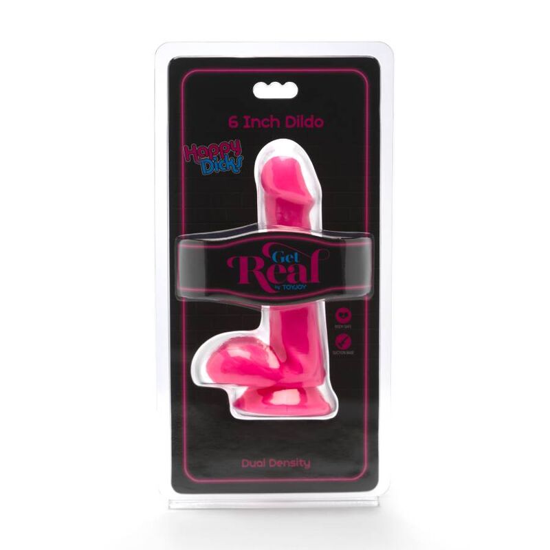 GET REAL - HAPPY DICKS DILDO 12 CM BOLAS ROSAS
