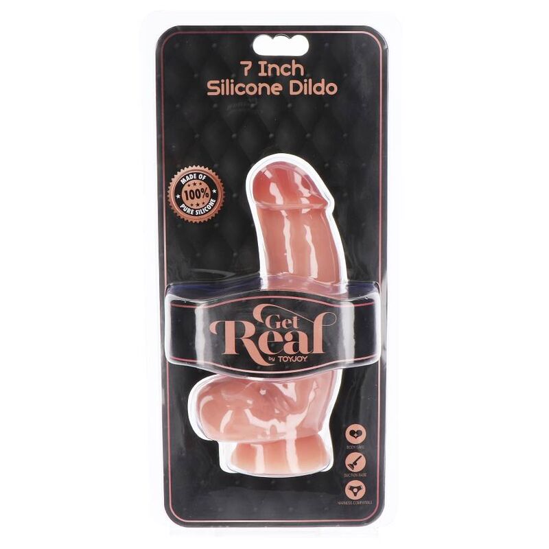 GET REAL - DILDO DE SILICONA DE 18 CM CON BOLAS Y PIEL