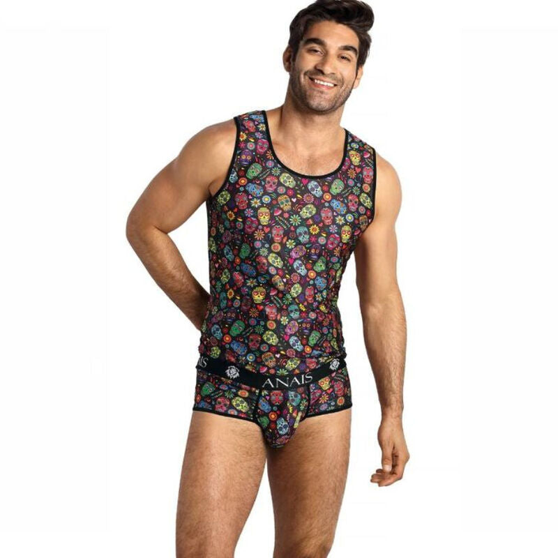 Anais Men Top México Sem Mangas XL, detalhe do tecido e corte.