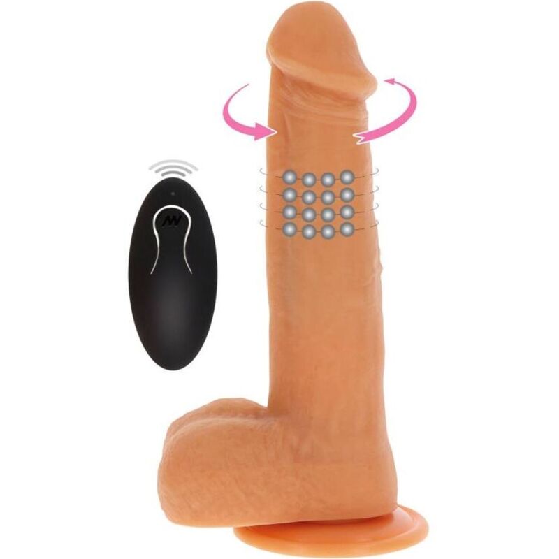 GET REAL - DILDO DE PIEL CON CUENTAS GIRATORIAS VIBRATORIAS