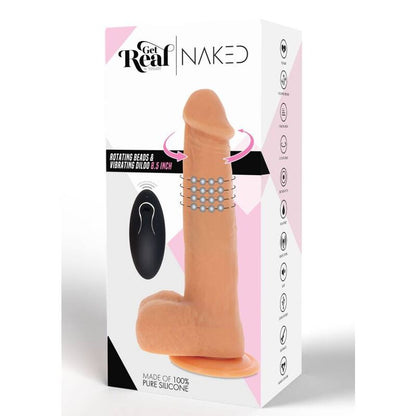 GET REAL - DILDO DE PIEL CON CUENTAS GIRATORIAS VIBRATORIAS