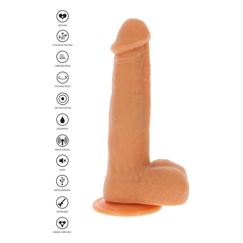 GET REAL - DILDO DE PIEL CON CUENTAS GIRATORIAS VIBRATORIAS