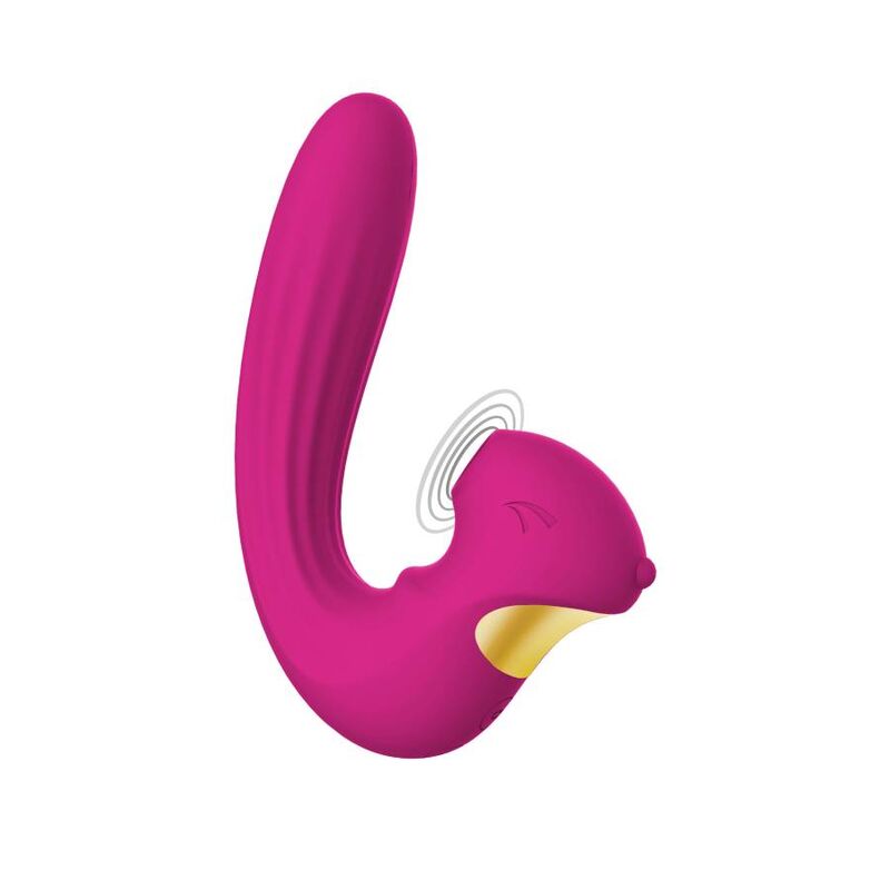 Close-up do Vibrador XOCOON Celestial Love Vibe Fúcsia Duplo Motor, destacando seu design e textura suave de silicone.