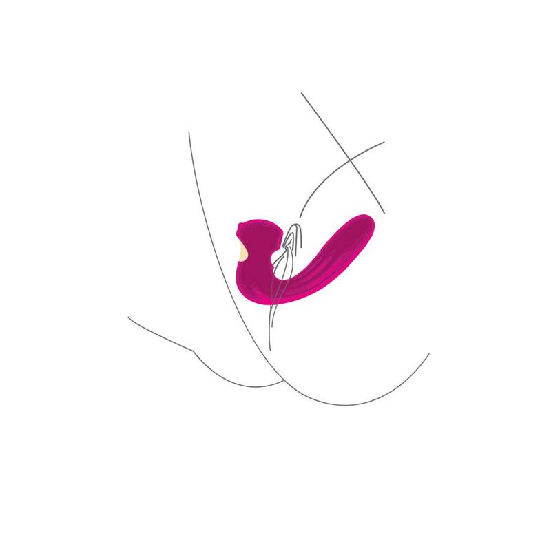 Close-up do Vibrador XOCOON Celestial Love Vibe Fúcsia Duplo Motor, destacando seu design e textura suave de silicone.