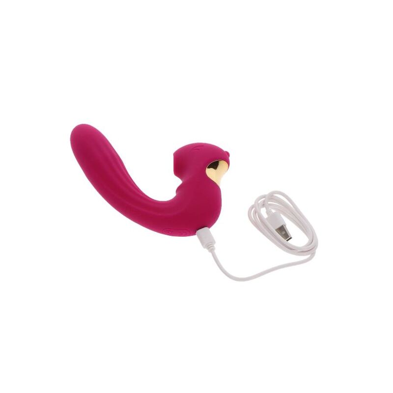 Close-up do Vibrador XOCOON Celestial Love Vibe Fúcsia Duplo Motor, destacando seu design e textura suave de silicone.