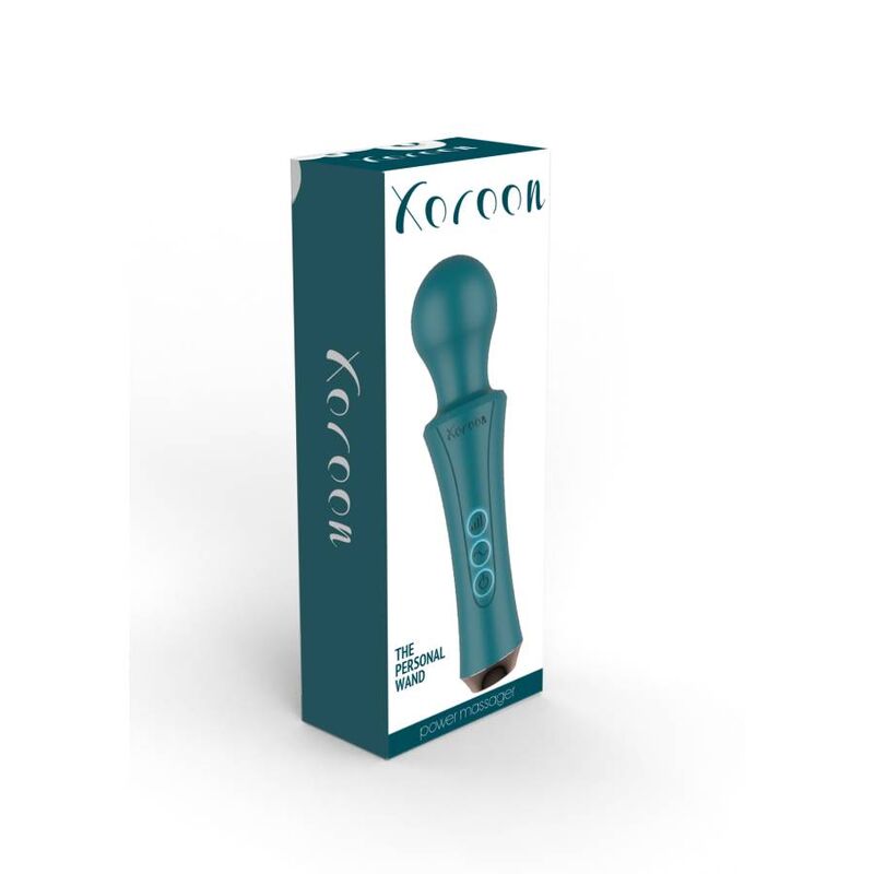 XOCOON Varinha Pessoal Vibratória Recarregável Verde, detalhe da cabeça flexível e corpo ergonómico.