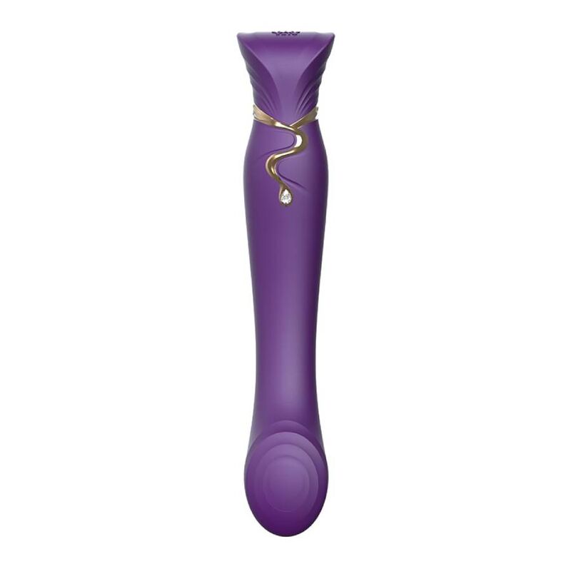 Vibrador ZALO Queen G-Spot PulseWave Roxo com detalhes em dourado e cristal Swarovski.