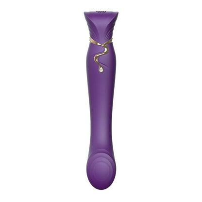 Vibrador ZALO Queen G-Spot PulseWave Roxo com detalhes em dourado e cristal Swarovski.