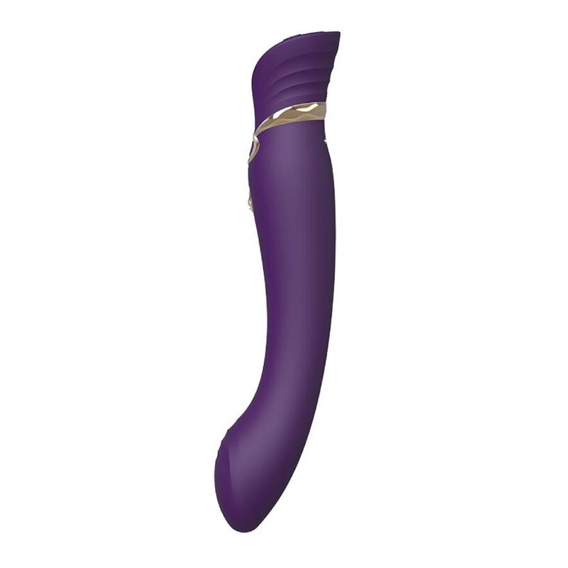 Vibrador ZALO Queen G-Spot PulseWave Roxo com detalhes em dourado e cristal Swarovski.
