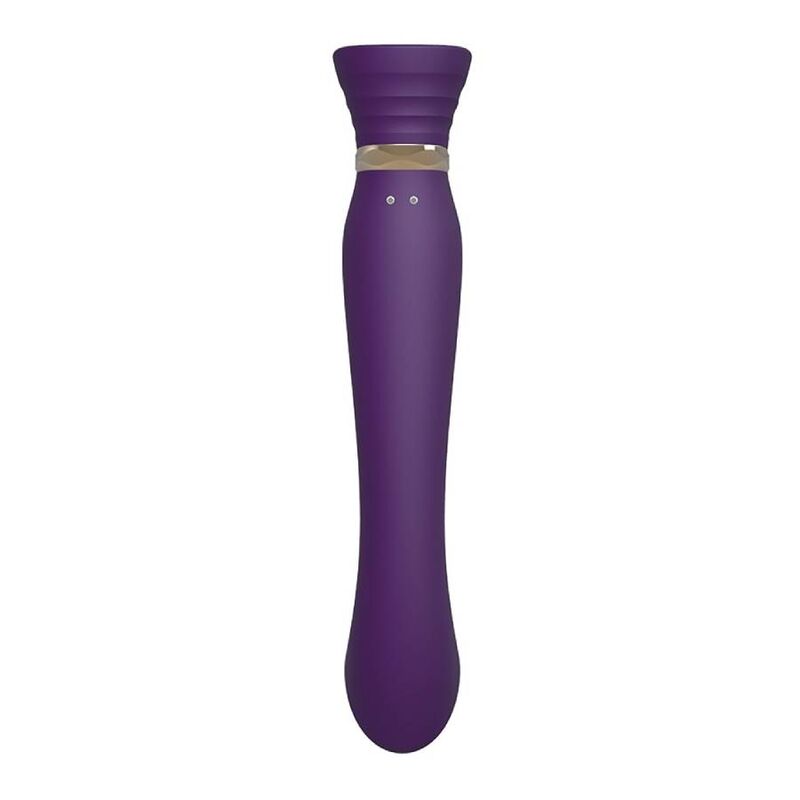 Vibrador ZALO Queen G-Spot PulseWave Roxo com detalhes em dourado e cristal Swarovski.