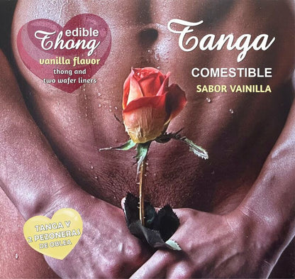 HOTFLOWERS - TANGA DE HOMBRE + 2 PEZONES DE OBLEA DE VAINILLA /es/pt/en/fr/it/