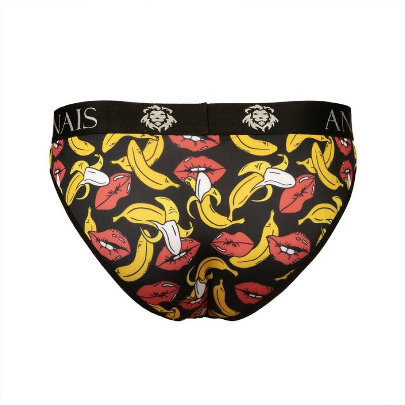 Close-up of the ANAIS MEN Cueca Slip Banana Lycra Macia S, showing its playful banana print and soft texture.