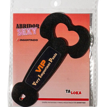 Abridor de Metal Magnético TALOKA Pênis Preto com coração e frases engraçadas